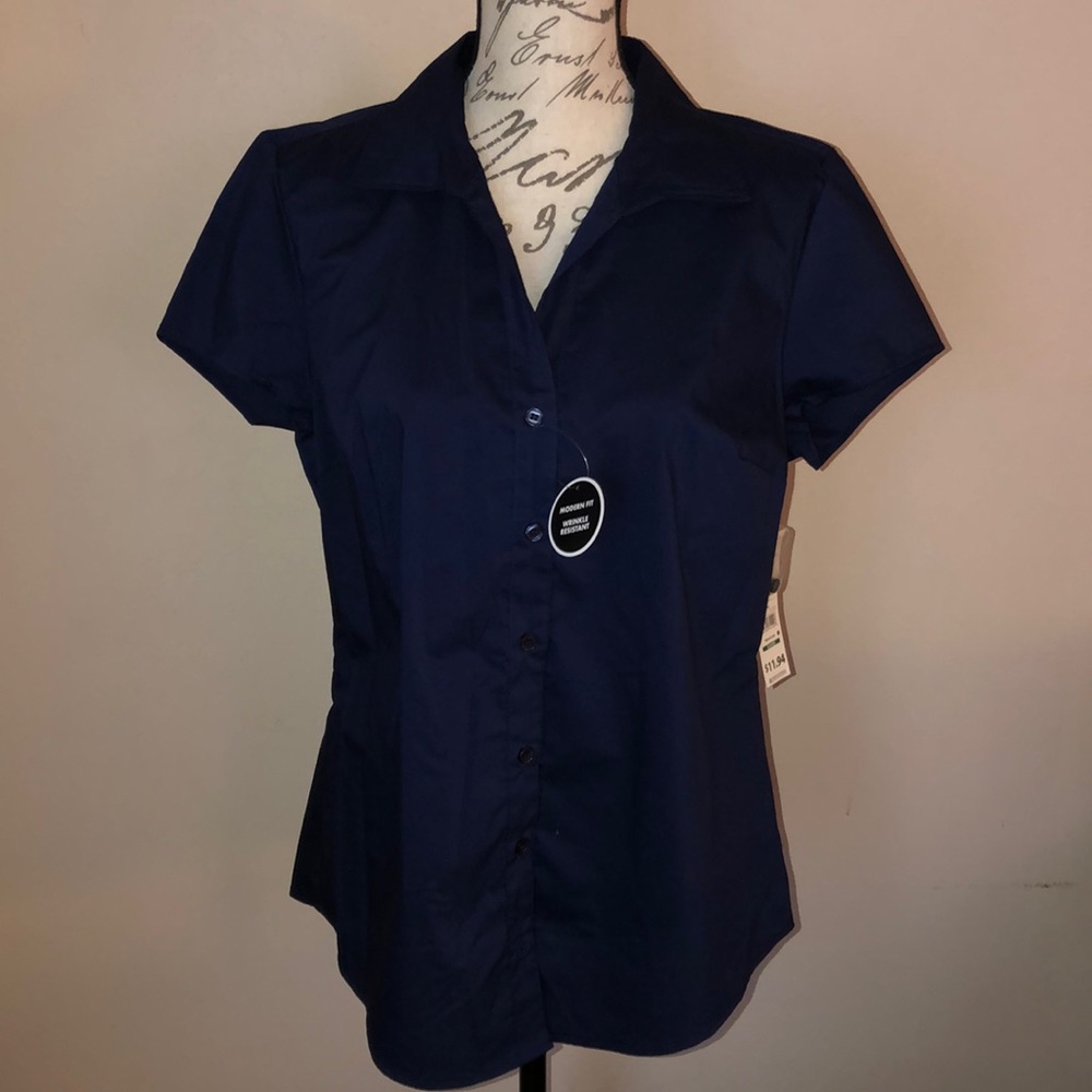 George Brand Navy Blue Button Down Blouse